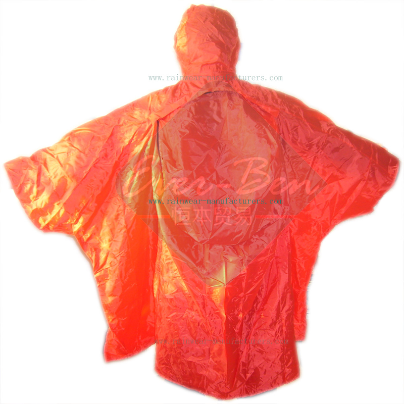 Red waterproof poncho with sleeves-travel rain poncho